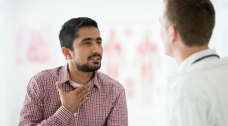 man seeing doctor for his chronic cough