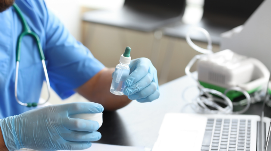doctor looking at skin test results